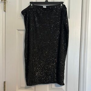 Time and Tru Black Sequin Skirt